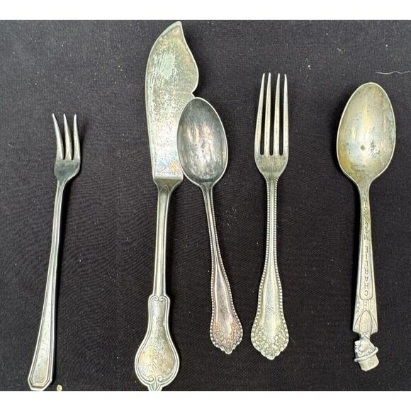 Vintage Victorian Silverware 5 Pieces Charlie McCarthy Spoon Duchess & More! -C4 - Picture 2 of 12